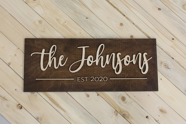 Custom Wood Sign Last Name Established Rustic Wedding Etsy
