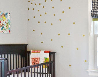 Gold Polka Dot Vinyl Wall Decals: Modern Nursery Decor