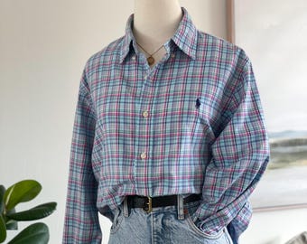 Ralph Lauren Pastel Plaid Cotton Button Down Shirt – Relaxed Fit, Embroidered Pony