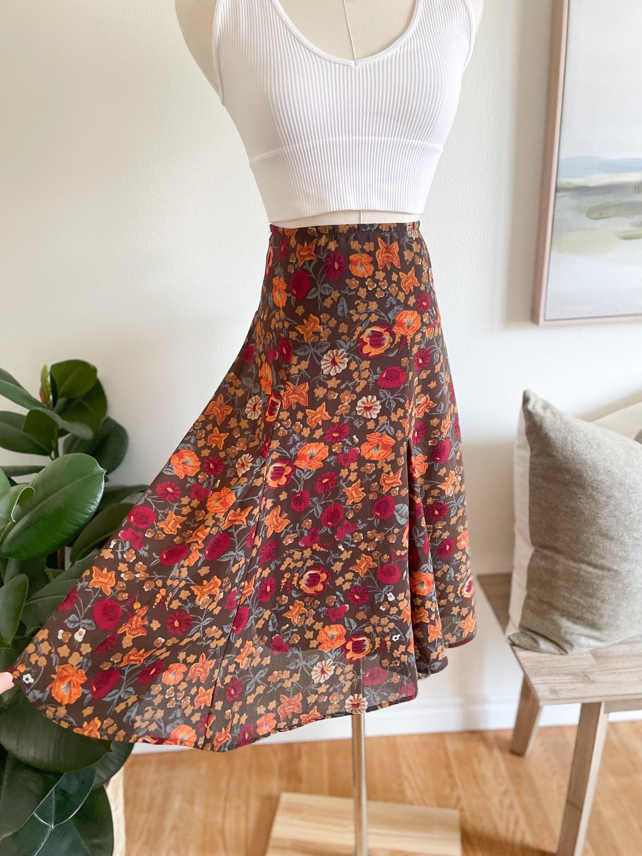 Jupe Mi-longue été à Fleurs - Taille 40, Style évasé Classique - Neuf Sans étiquettes - Vintage
