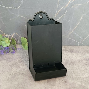 Vintage Tin Black Match Box Holder