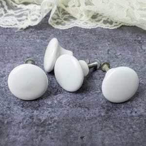 Vintage White Ceramic Cabinet Knobs Set of 4