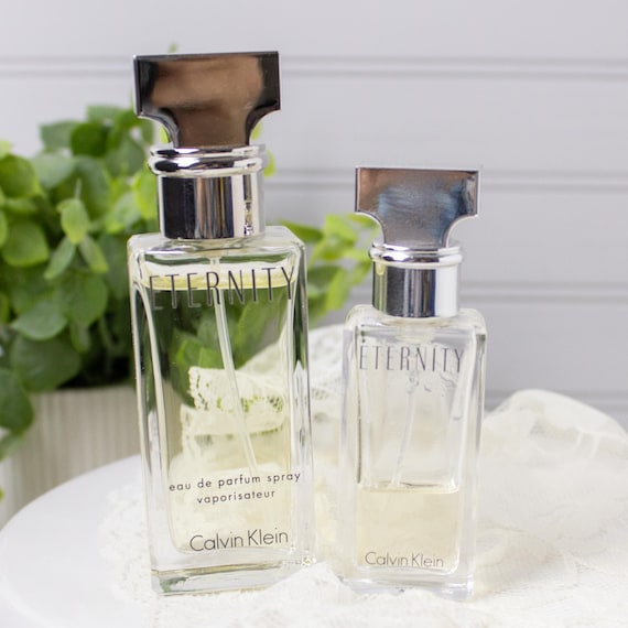 Vintage Calvin Klein Eternity Perfume Bottles,  1990s Eau de Parfum Spray Set of 2