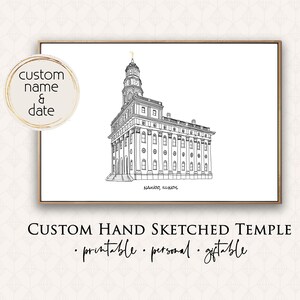 Personalized Nauvoo temple, customizable lds temple, printable temple art, lds temple art, salt lake city temple gift, missionary