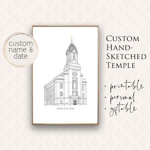 Personalized Cedar City temple, customizable lds temple, printable temple art, lds temple art, salt lake city temple gift, missionary