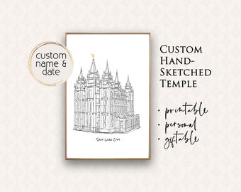 Personalized Salt Lake City Temple Art, Custom LDS Temple Print (Digital Download)