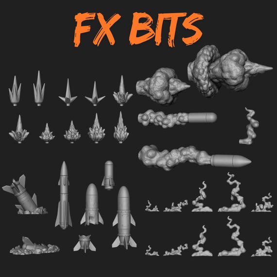 FX Basing Bits Resin Bitz Wargame Warhammer 40k 3d Printed Effect Muzzle Upgrades Shot