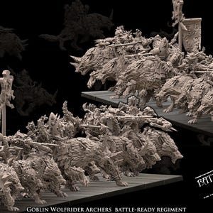Goblin Wolf Rider Archers Battle Ready Cavalca Lupi Miniatura 28/32mm Wargame Proxy The Old World Dungeons & Dragons Spider Avatars of War
