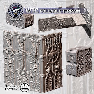 Ensemble pliable WTC – Terrain imprimé en 3D pour le tournoi Warhammer 40K, 10e édition | Décor portable officiel de Wargaming Gothic Sci-Fi 32 mm