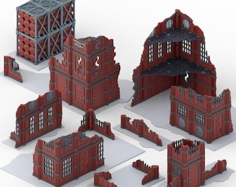 Set de terreno industrial para Warhammer 40k, 11.ª edición, bases de terreno compatibles para juegos de guerra de mesa de ciencia ficción, impreso en 3D a color.