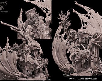 Orc Shaman on Wyvern Miniature 28 32 mm Wargame Proxy The Old World Avatars of War AoS ToW