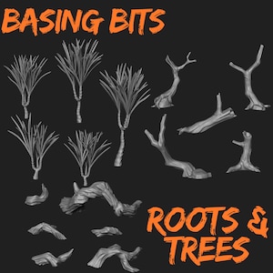 Basing Bits Bitz para Bases Miniaturas Modelado Wargame Warhammer 40k Diorama Ciencia Ficción Gótico 3d Impreso Raíces Escénicas Árboles Raíces