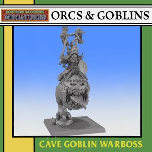 Grottgoblin Warboss Giant Gobbler Monterad 3D-utskrift hartsminiatyr fantasy krigsspel bordsskiva regemente legion