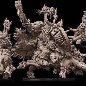 Orc Warlord and Shaman on Boar 28 32mm Wargame Resin Proxy Avatars of War