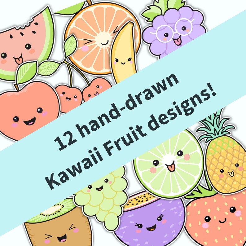 Cute Onenote Cute Kawaii Fruit Digital Sticker Pack Pngs for Digital Planner ...