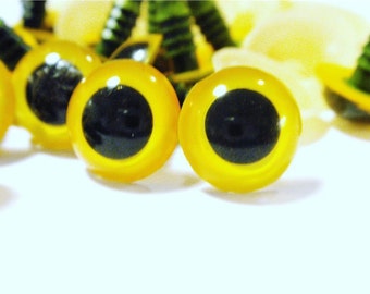Ojos de seguridad de cristal amarillo de 10 mm: 10 pares (20 piezas)