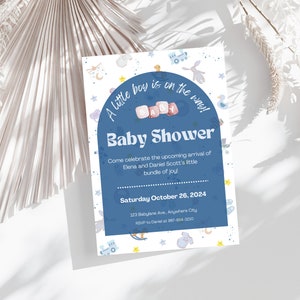 Editable Baby Shower Invite for a Boy, Baby Shower Invitation, It&#39;s a Boy Baby Shower Invite, Digital Invitation, Baby Boy Invitation