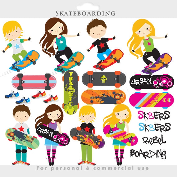 13+ Skateboarding Clipart