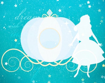 Gráfico de clipart de princesa Cinderela - clipart de princesa, carruagem de abóbora, para convites, scrapbooking para uso pessoal e comercial