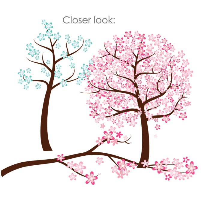 Flowers Tree Clipart Spring Clip Art Flowering Tree. - Etsy