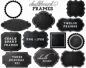 Chalkboard frames clipart - chalk clip art, decorative, vignette, vintage style for personal and commercial use for invitations scrapbooking
