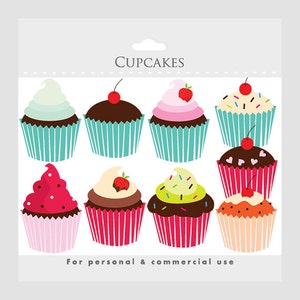 Cupcakes clipart - cupcake clip art, digital clipart for scrapbookings, cakes, bakery, sweets, frosting, chocolate