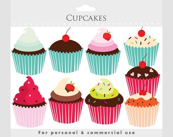 Cupcakes clipart - cupcake clip art, digital clipart for scrapbookings, cakes, bakery, sweets, frosting, chocolate