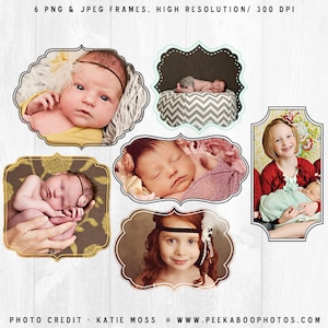 Frame set clipart - elegant frames, photo templates, ornate frames, outlines, digital frames for collage and scrapbooking for commercial use
