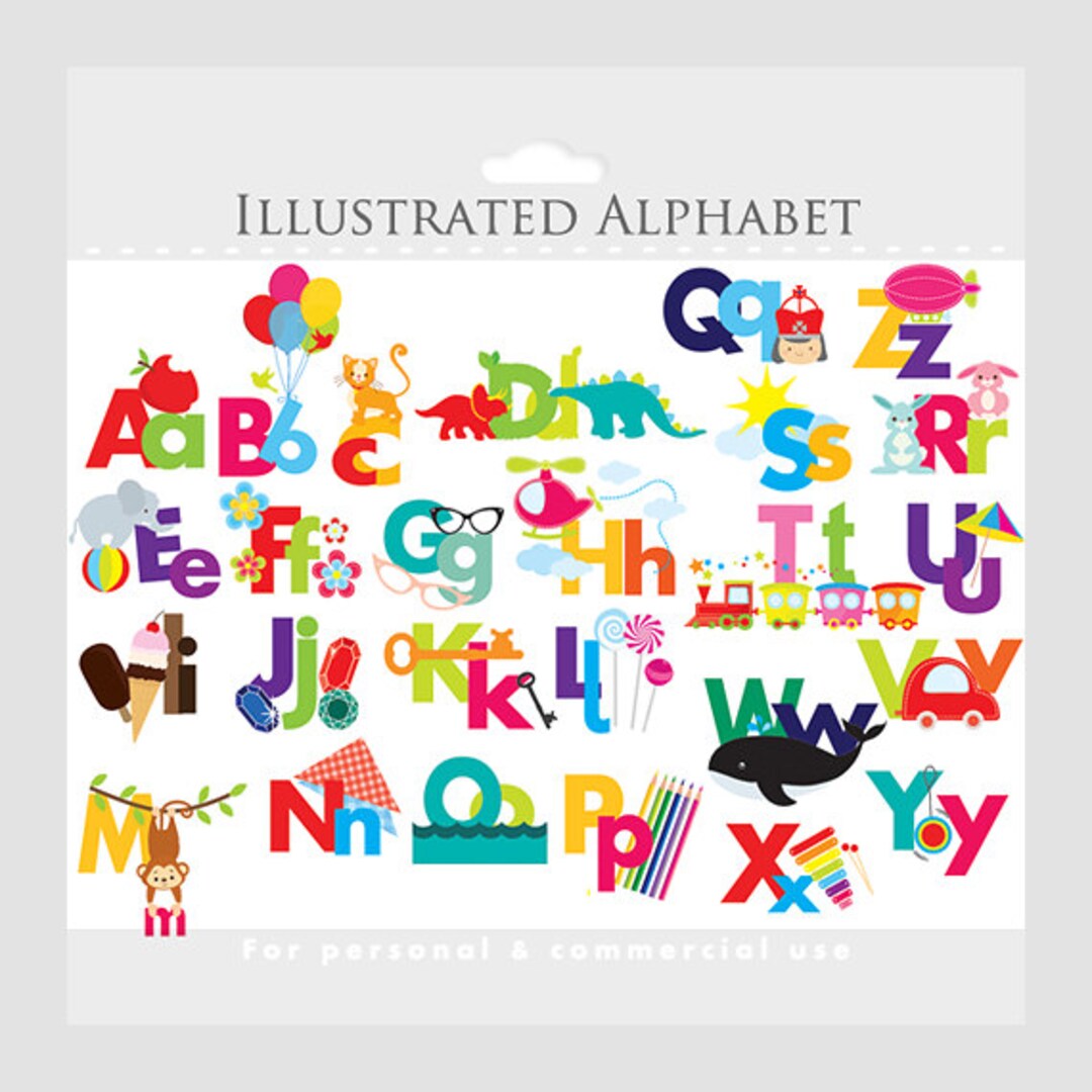 Alphabet Clipart - Illustrated Alphabet, Teaching Clip Art, for ...
