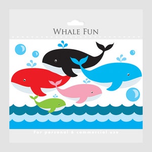 Whale clipart - whales clip art, nautical clipart, ocean clipart, sea clipart, waves, papers, bubbles, for personal and commercial use