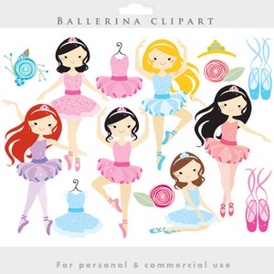 Ballerina clipart - ballerina clip art, girl, ballet, dancing, dance dresses, slippers, ballet shoes, girly, for personal and commercial use