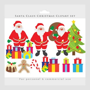 Imágenes prediseñadas de Santa Claus - imágenes prediseñadas de Navidad, Santa Claus, vacaciones, festivos, budín, regalos, regalos, árbol de Navidad, hombre de pan de jengibre, bastas de caramelo