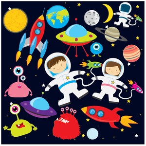 Space clipart astronaut clip art, UFOs, aliens, spaceships, rockets, planets, Earth, moon, for personal and commercial use image 2