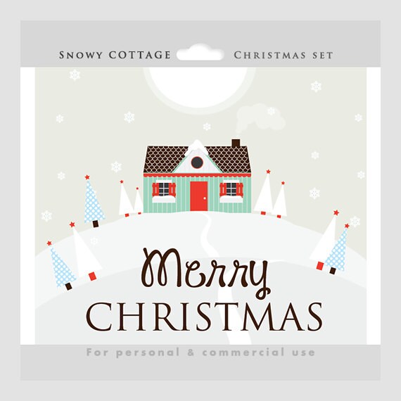 christmas house clipart snowy