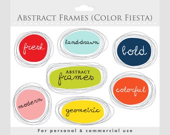 Rahmen Clipart - handgezeichnete Rahmen, geometrisch, abstrakt, verschnörkte Rahmen, digitale Rahmen Collage und Scrapbooking für kommerzielle Nutzung