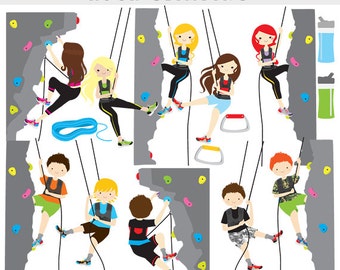 Rock climbing clipart - rock climbing clip art, sport, health, fitness, kids, mountain climbing, digital, for personal commercial use