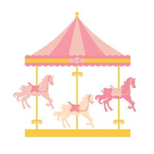 Carousel clipart merry go round clip art, carnival clip art, fair, horses, horse, amusement park for personal and commercial use image 3