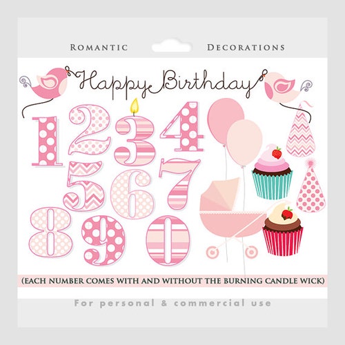 Birthday Girl Clipart Bundle Modern Birthday Clipart Etsy