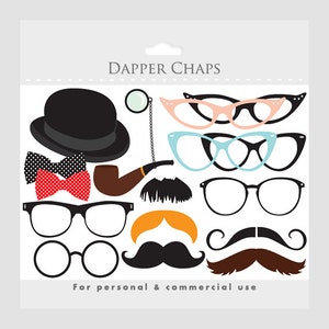 Schnurrbart Clipart, Schnurrbart Clipart, Brillen clipart, Brille, Moustaches, Dapper, posh, Pfeife, Bowler Hut, Kostüm Requisite Clip Art