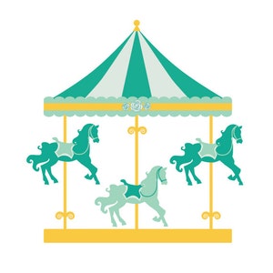 Carousel clipart merry go round clip art, carnival clip art, fair, horses, horse, amusement park for personal and commercial use image 4