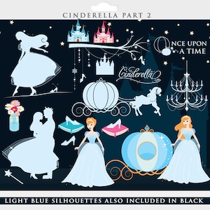 Cendrillon clip art - princesse clipart pantoufle de verre citrouille voiture prince chaussure féerique conte de fées usage commercial personnel Cendrillon