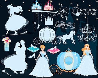 Cinderella clip art - princess clipart glass slipper pumpkin carriage prince shoe fairy tale fairytale personal commercial use Cendrillon