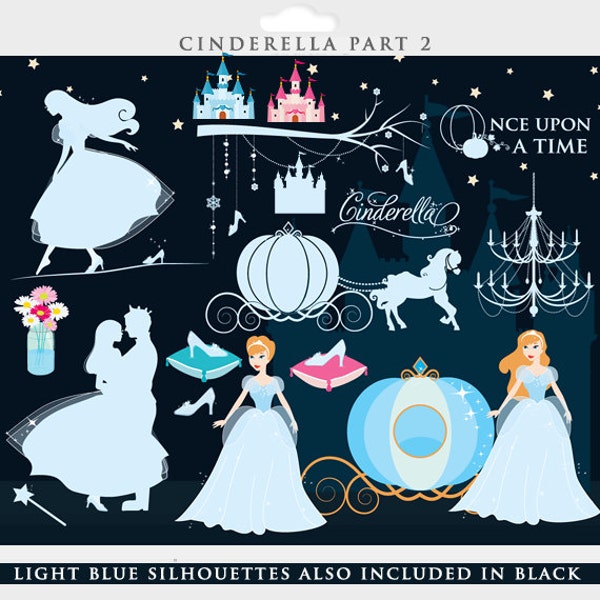 Cinderella clip art - princess clipart glass slipper pumpkin carriage prince shoe fairy tale fairytale personal commercial use Cendrillon