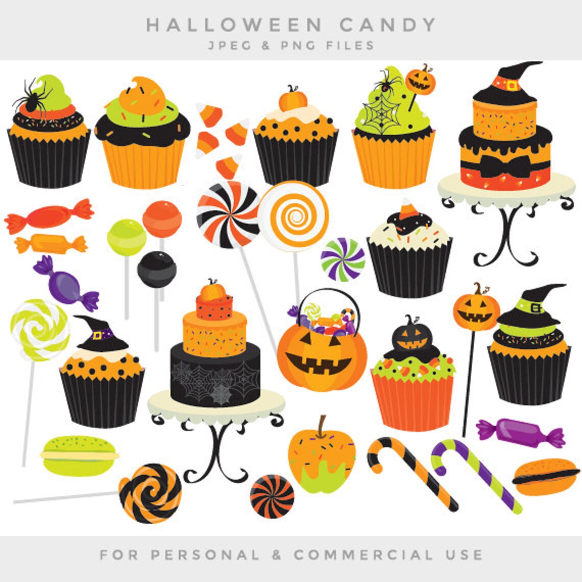 Halloween Candy Clip Art Sweets Clipart Cupcakes Cake Cakes - Etsy