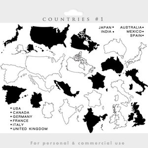Countries clipart - country clip art, geographic, geography, map, patriotic, USA France Italy Germany Canada Mexico India Australia Japan