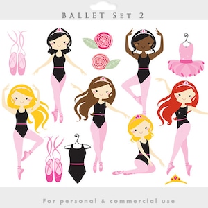 Ballerina clipart - ballerina clip art, girl ballet, dancing, dance, dresses, slippers, ballet shoes, girly, for personal and commercial use