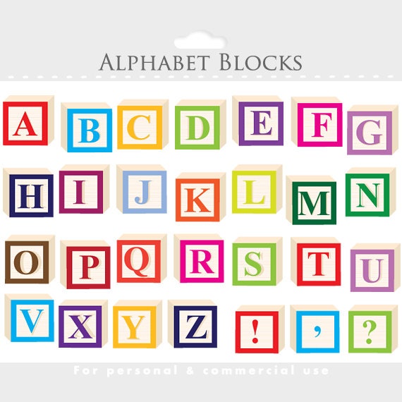Alphabet clipart - letter blocks clip art, letterblocks clipart, wooden  blocks, alphabet blocks, colorful, for personal or commercial use