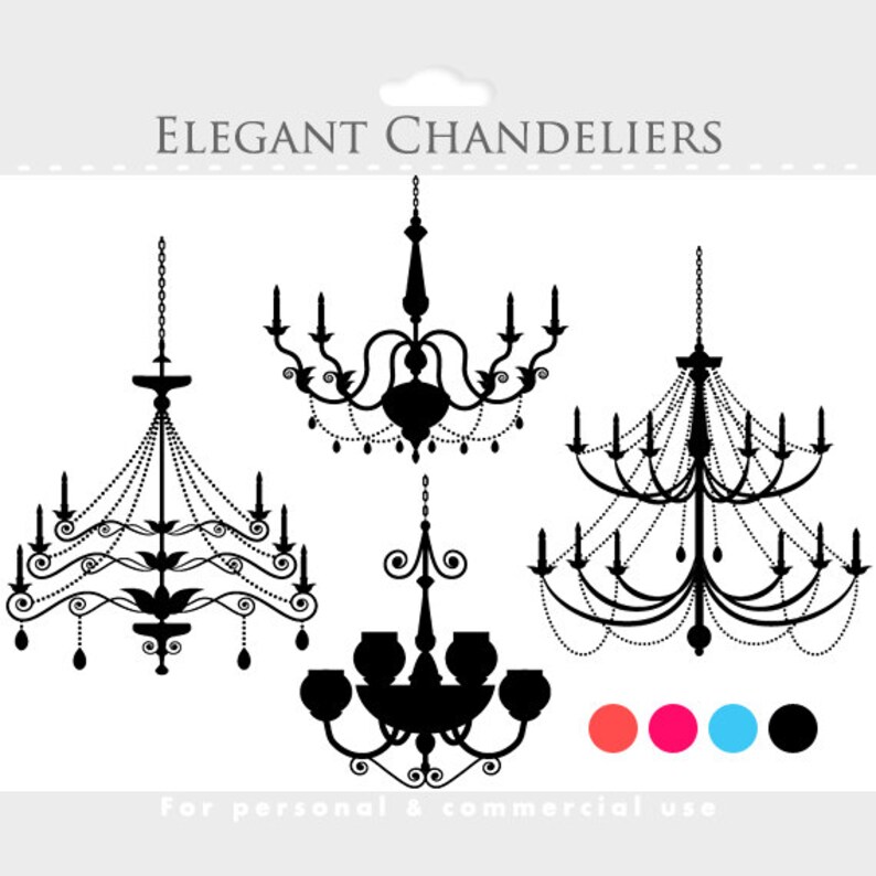 Chandelier Clipart Vintage Chandeliers Clip Art Elegant Etsy