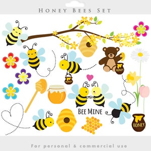 ミツバチのクリップアート - ミツバチのクリップアート、春のマルハナバチの気まぐれな花の春、個人および商業用の蜂蜜のクリップアート