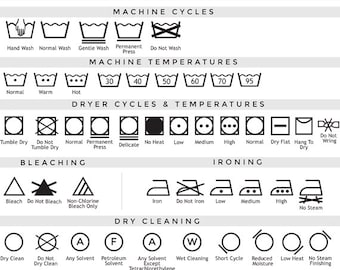 Care label clip art laundry symbols clipart - textile care laundry icons washing drying dry clean bleach washing guide commercial use